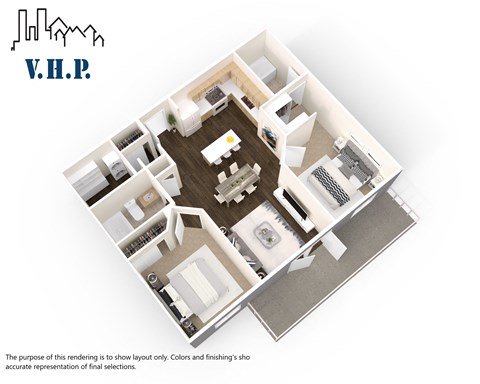 Floor plan for 2 beds, 2 baths, 918 sqft